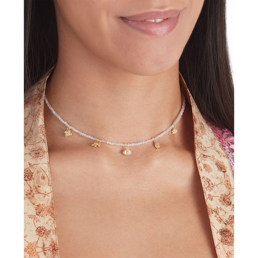 Rose Quartz Pendant Bead Necklace Gold Plated